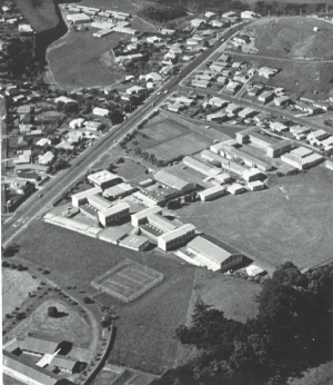 Aerial photo of Spotswood College 1975